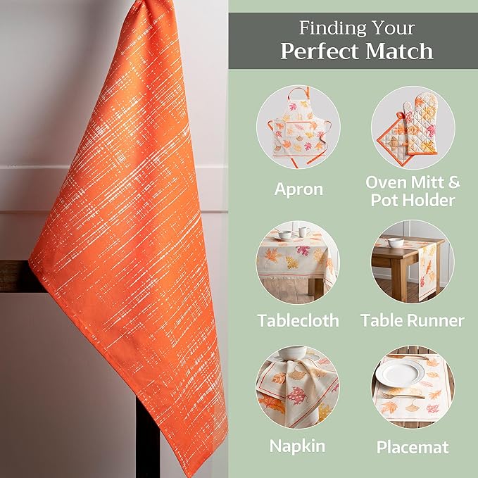 Maison d' Hermine Kitchen Towels Set of 3 100% Cotton 20" x 27.5" Reusable Cloth Tea Dish Towels Absorbent with Hanging Loop for Kitchen Dining Thanksgiving Christmas Decorations (Colours of Autumn)