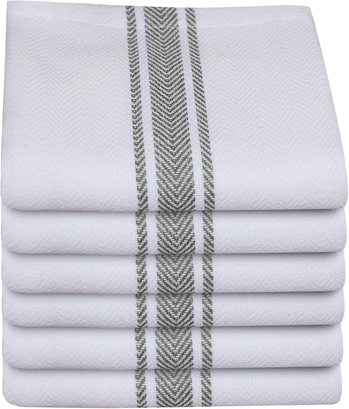Kitchen Towels | Tea Towel for Craft| Cotton Dish Towels| Reusable Bulk Cleaning Cloths Grey Hand Towels| Soft Super Absorbent Quick Dry Dish Rags Machine Washable 6 Pack 15" x 25"