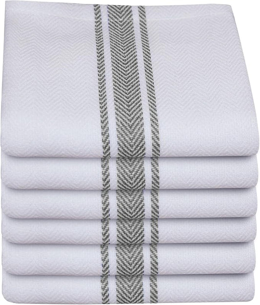 Kitchen Towels | Tea Towel for Craft| Cotton Dish Towels| Reusable Bulk Cleaning Cloths Grey Hand Towels| Soft Super Absorbent Quick Dry Dish Rags Machine Washable 6 Pack 15" x 25"