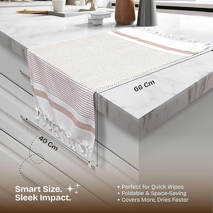 Brown Turkish Kitchen Towels 16x26 Inch, 12 Pack, 100% Cotton, Ultra Absorbent, Soft, Fast Dry, Machine Washable, Dish Towel with Tassels for Drying Dishes, Cleaning, Everyday Use