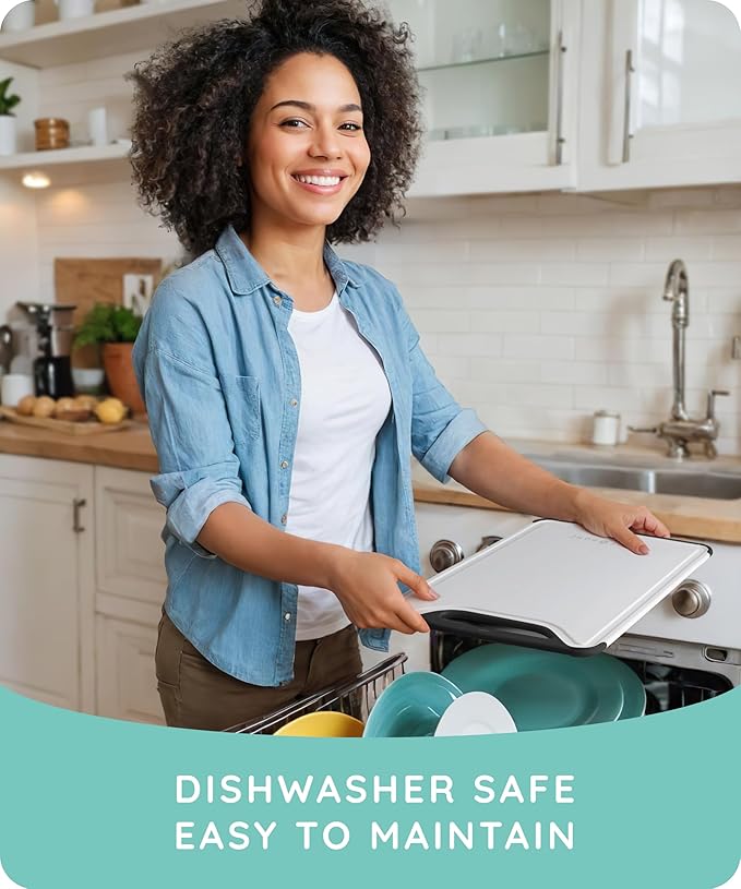 𝐏𝐫𝐞𝐦𝐢𝐮𝐦 𝐓𝐡𝐢𝐜𝐤 Cutting Boards for Kitchen, Plastic Cutting Board Set of 3, Dishwasher Safe Cutting Boards w/Juice Grooves for Meat, Veggies, Easy Grip Handle, Easy Grip Handle