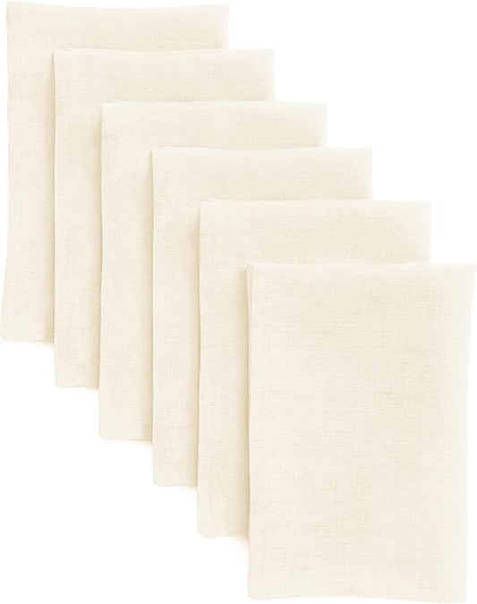 Solino Home Ivory Linen Napkins Set of 6-100% Pure Linen Cloth Washable Dinner Napkins 20 x 20 Inch for Fall, Autumn, Thanksgiving, Christmas, Holiday - Fete