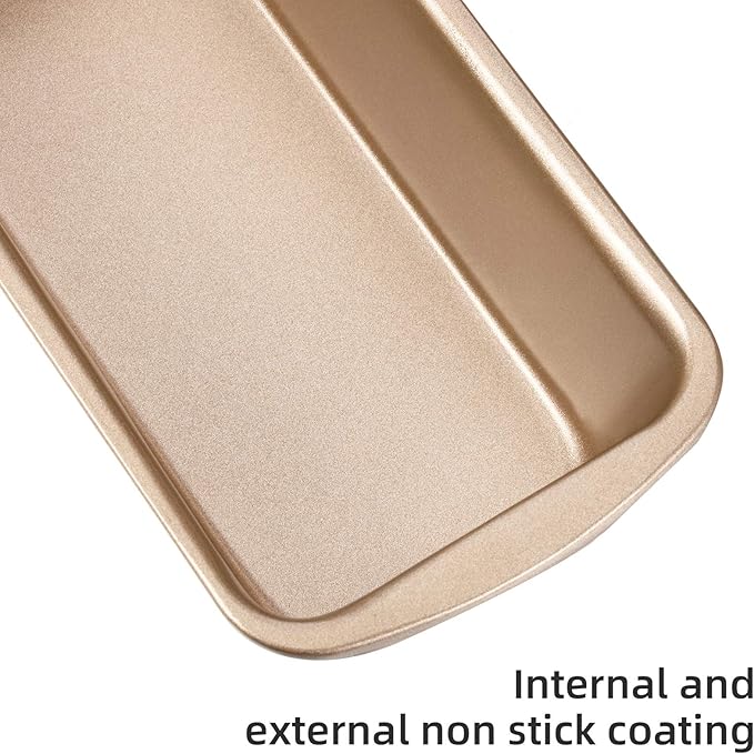 Patelai 4 Pack Small Loaf Pans for Baking Bread Non Stick Bread Pan Rectangle Baking Tray Toast Mold(Gold,7.2 x 3.7 Inch)