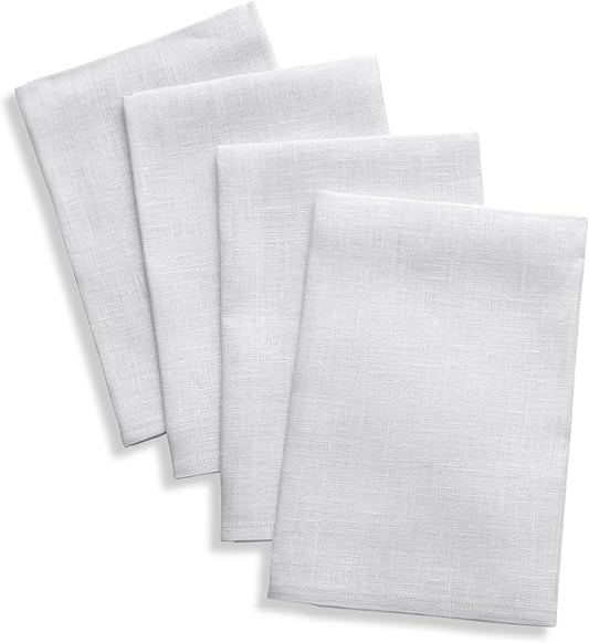 Solino Home Linen Napkins Set of 4-100% Pure Linen Silver Cloud Dinner Napkins Cloth 20 x 20 Inch for Fall, Autumn, Thanksgiving - Fete, Handcrafted and Machine Washable