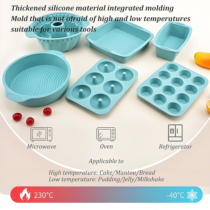 Thickened Silicone Bundt Cake Pan and Moldes Para Gelatinas, Heavy Duty Cake Mold for Baking, BPA Free, Mint Green (Pudding Jelly 12-Cups / 1Pcs) ﻿