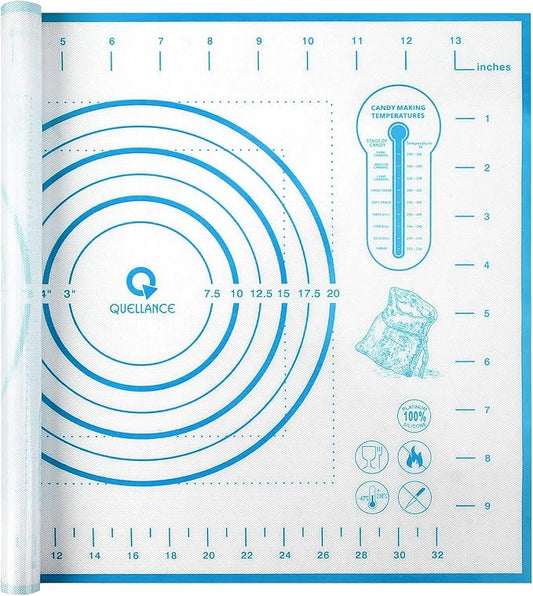 Silicone Pastry Mat with Measurement, Kids Rolling Mat for Fondant, Rolling Dough, Pie Crust, Pizza and Cookies, Baking Mat,12" x 16", Blue