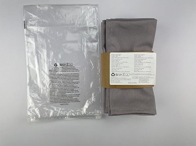 Solid Color Blended Thin Dinner Cloth Napkins - Set of 12 (40 x 40 cm) - for Events & Home Use (Silver)