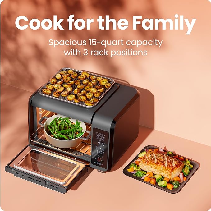 Chefman Air Fryer Toaster Oven Combo, Countertop Oven for Quick & Healthy Meals, Bake, Broil, Air Fry, Toast, and Bagel Functions, 450°F Max Temp, 4 Slice Toaster Oven Air Fryer Combo