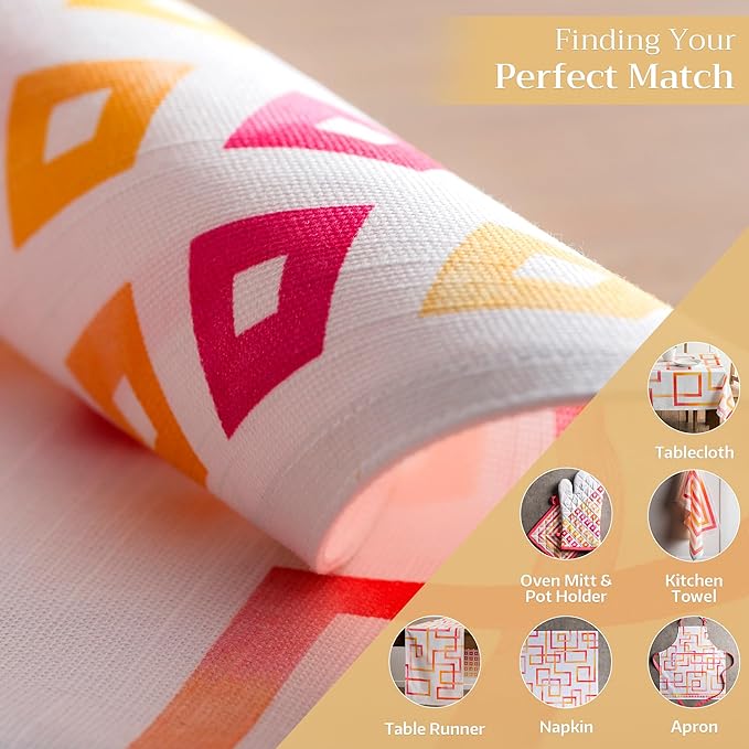 Maison d' Hermine Placemats Set of 4 100% Cotton Washable Cloth Place Mats, Reusable Table Mats for Kitchen Dining Decoration, Party, Wedding, Restaurant Spring/Summer (Summer Maze, 13" x 19")