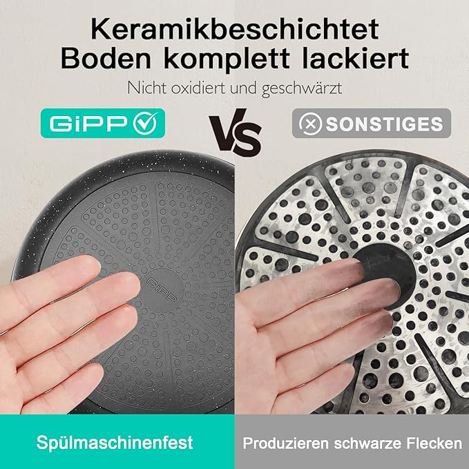 GIPP 22 Piece Ceramic Nonstick Pots and Pans Set- Cookware Non Stick Set, Non-toxic Healthy Kitchen Cooking Set w/Frying Pans Set, Dishwasher Safe, PFAS PTFE PFOA PFOS Free