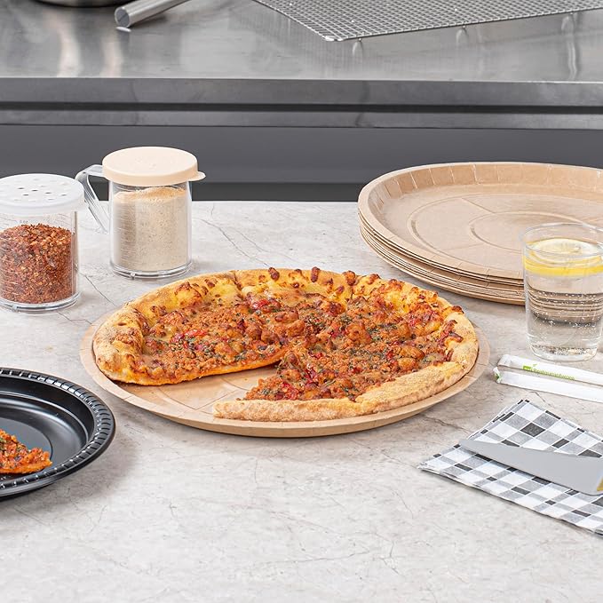Restaurantware-Eco Pie 12 Inch Paper Pizza Trays, 50 Round Pizza Pans - Oven-Ready, Microwavable, Kraft Paper Pan For Individual Personal Pizzas, For Baking, Cooking, Bread, Meat, Or Pies