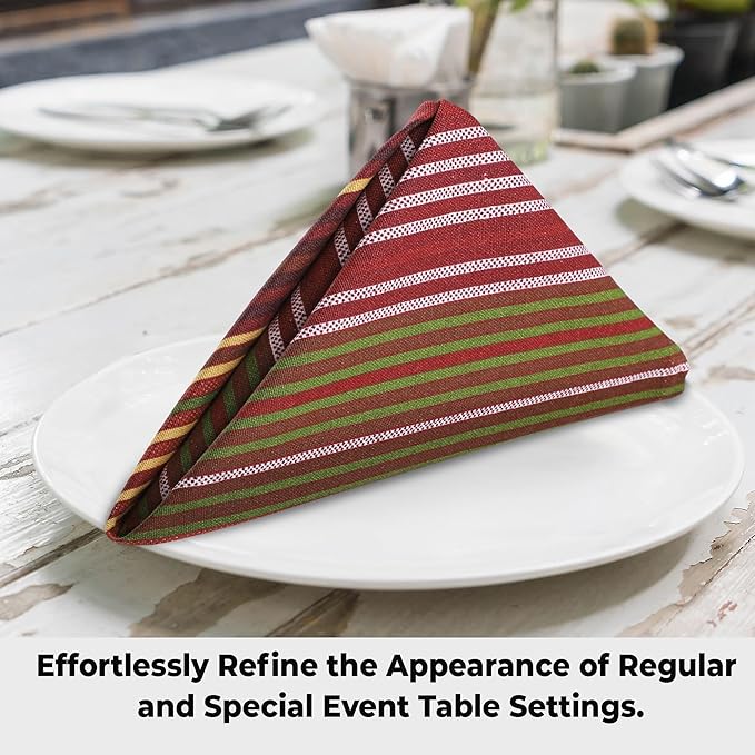 Urban Villa Cloth Napkins Set of 12 20x20 Inches 100% Cotton Napkins Cloth Washable Durable Reusable Absorbent Table Dinner Napkins Cloth for Thanksgiving Hotel Lunch Restaurant Parties –Stripes Print