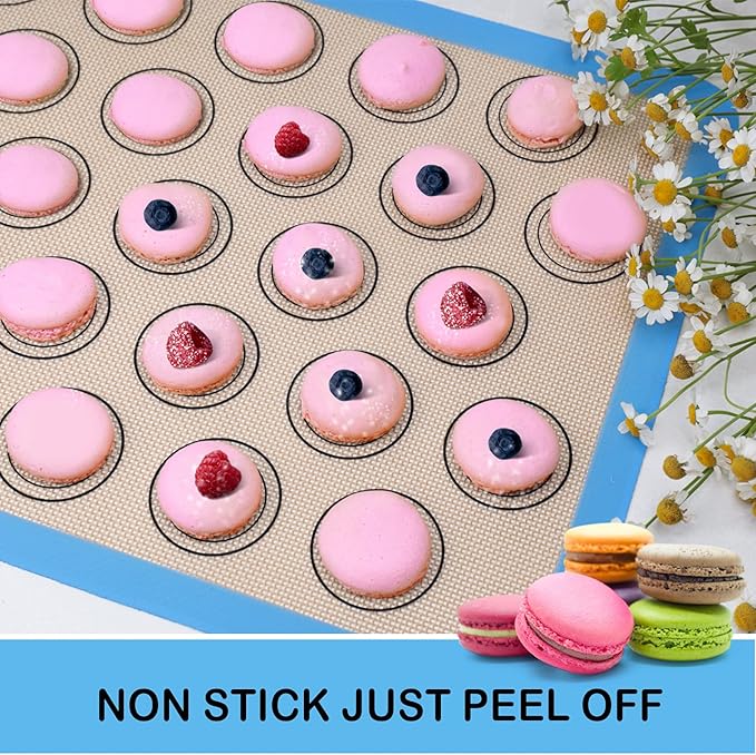 STATINT Silicone baking Mat, Non-Stick Food Safe Set of 2 Half Sheet Reusable Heat Resistant Liner +1 Quarter Reusable Baking Mat for Macarons, Cookies, Pastries, Bread, Meat