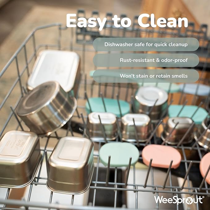 WeeSprout Stainless Steel Dip Containers with Leakproof Silicone Lids - 3 Pack - 2.7 Oz Reusable Snack & Sauce Cups - BPA-Free, Dishwasher & Freezer Safe Bento Box Lunch Boxes & Meal Prep Accessories