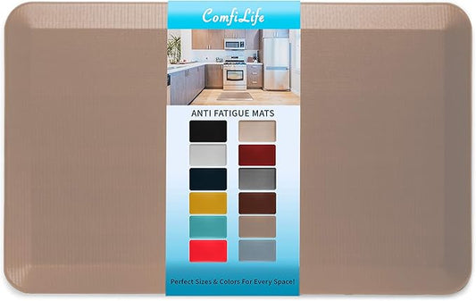 ComfiLife Anti Fatigue Floor Mat – 3/4 Inch Thick Kitchen Mats for Floor, Standing Desk Mat, Kitchen Rug – Comfort at Home, Office – Durable – Stain Resistant – Non-Slip Bottom (20" x 32", Beige)