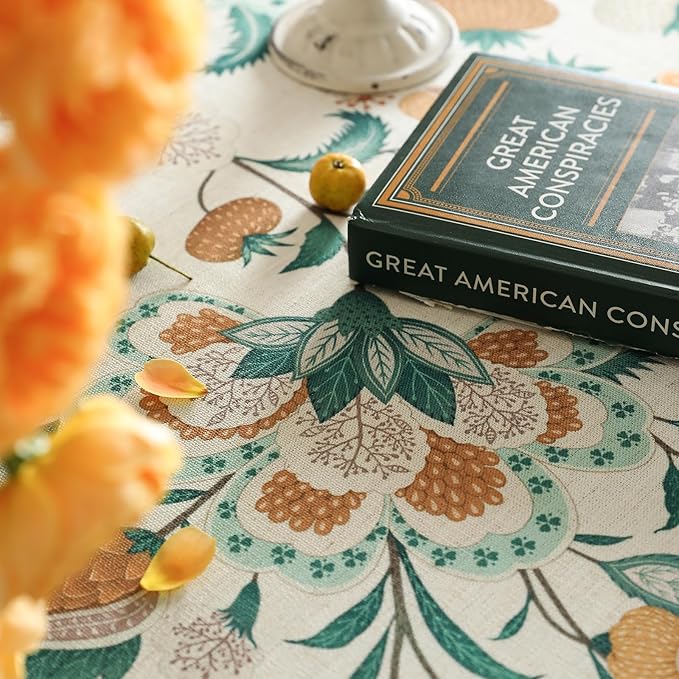 patdrea Designer French Table Cloth for Round Tables,Vintage Italian Floral Tablecloth,Country Summer Linen Tablecloth,Wrinkle Free Table Cover for Kitchen Dining,Christmas,Diameter 67"