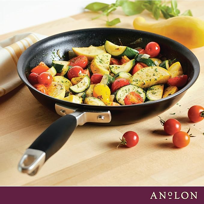Anolon Advanced Home Hard Anodized Nonstick Skillet, 10.25 Inch – 10 Inch Fry Pan, Non Stick Saute Pan, Durable Cooking Skillet - Onyx