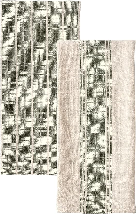 KAF Home Natural Rustic Farmhouse Slubbed Kitchen Towel | 100% Cotton Dish Towel, 18 x 28 Inches | Soft and Absorbent (Olive, Set of 4)