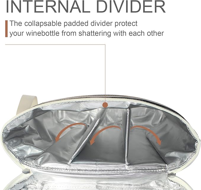 ZORMY 3 Bottle Insulated Wine Tote Cooler Bag, Portable Wine Carrier with Corkscrew Opener and Shoulder Strap for Beach Travel Picnic, Unique Wine Carrier for Wine Lover Gifts