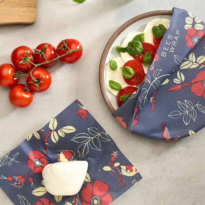 Bee's Wrap Beeswax Wraps for Food - Botanical 3 Pack (2M 1 Sandwich) Made in USA Reusable & Organic Food Wraps, Sandwich Wrap - Eco-Friendly Alternative to Aluminum Foil & Plastic Wrap