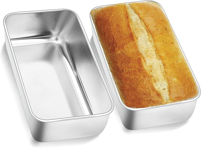 Herogo Loaf Pans Set of 2, 9 x 5 Inch Rectangle Bread Loaf Pans for Baking Bread Homemade Meatloaf, Banana, Brownies, Lasagnas, Healthy, Oven & Dishwasher Safe