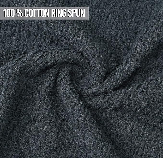 Softolle Bar Mop Towels, Pack of 12-16x19 Inches - 100% Cotton Super Absorbent Towels, Multi-Purpose for Home and Bar Cleaning (White-Grey)