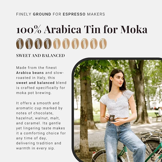 Caffè Vergnano Italian Finely Ground Espresso Coffee, 4 Pack – 100% Arabica for Moka, Intensity 4 – Sweet & Balanced Blend Slow Roasted with Notes of Chocolate, Hazelnut, Caramel, 8.82 oz Tin