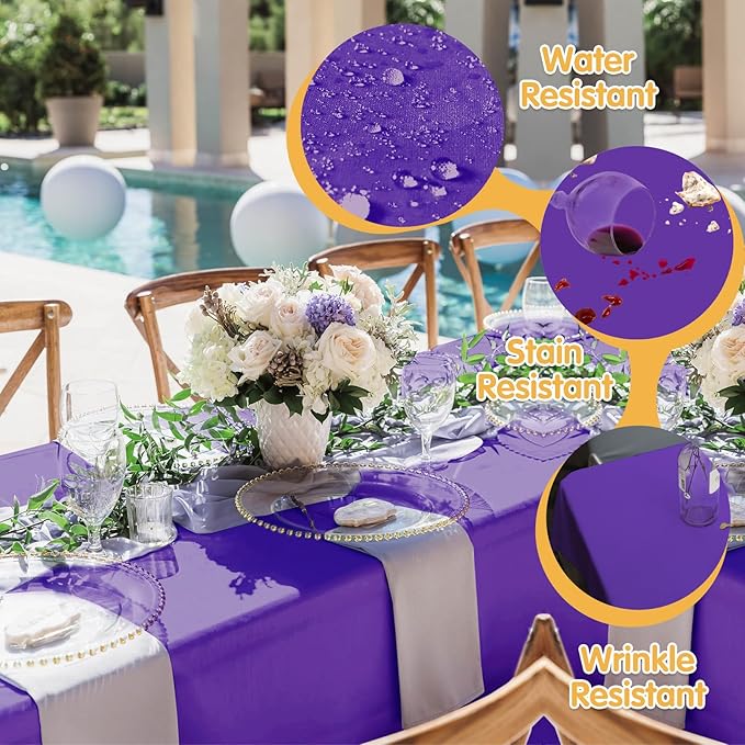 BRILLMAX 8 Pack Purple Tablecloths 70 x 120 Inch for 6ft or 8ft Rectangle Tables - Rectangular Bulk Linen Polyester Fabric Washable Cloth Cover for Wedding Reception Banquet Birthday Party