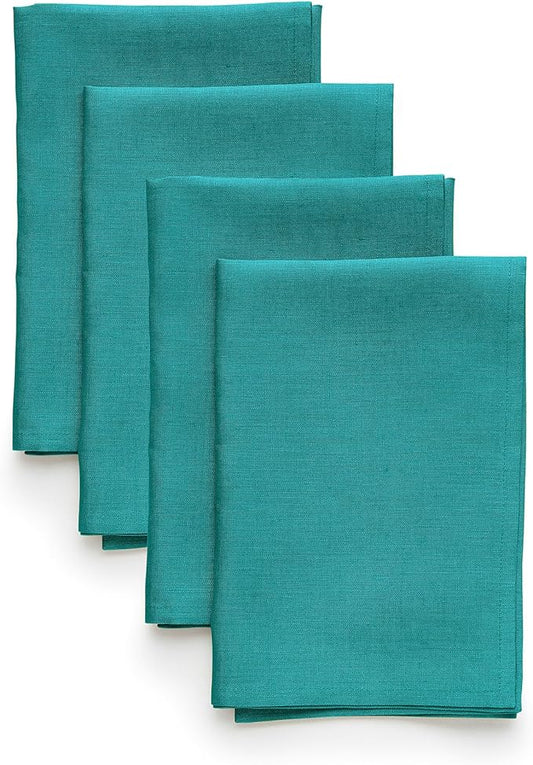 Solino Home Linen Cloth Napkins Set of 4-100% Pure Linen Teal Dinner Napkins 20 x 20 Inch for Fall, Autumn - Fete, Handcrafted and Machine Washable