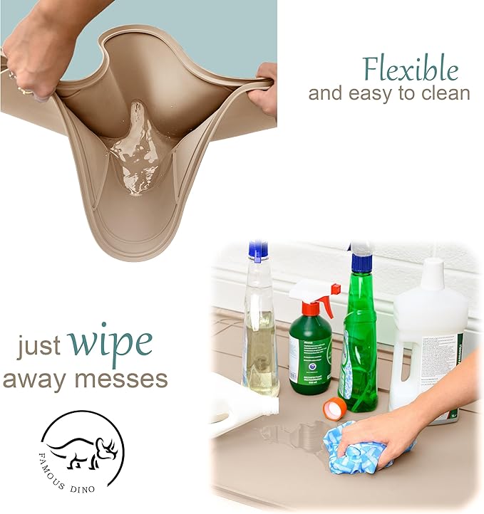 The Original Under Sink Mat - Adjustable Silicone mat, Waterproof Under The Sink Bathroom Vanity Mat, Under sink mats for kitchen waterproof - 28" x 19" or smaller
