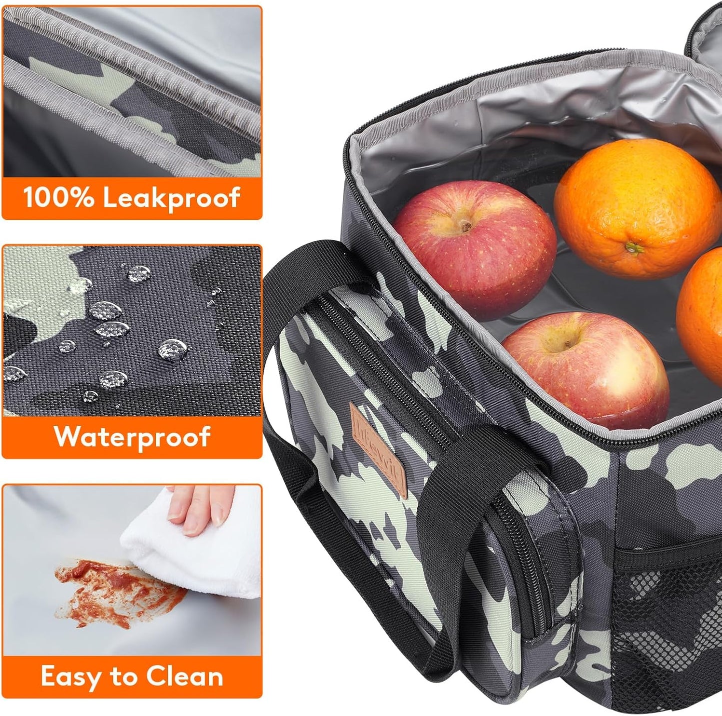 Lifewit Medium Lunch Bag Insulated Lunch Box Soft Cooler Cooling Tote for Adult Men Women, Camouflage 12-Can (9L)