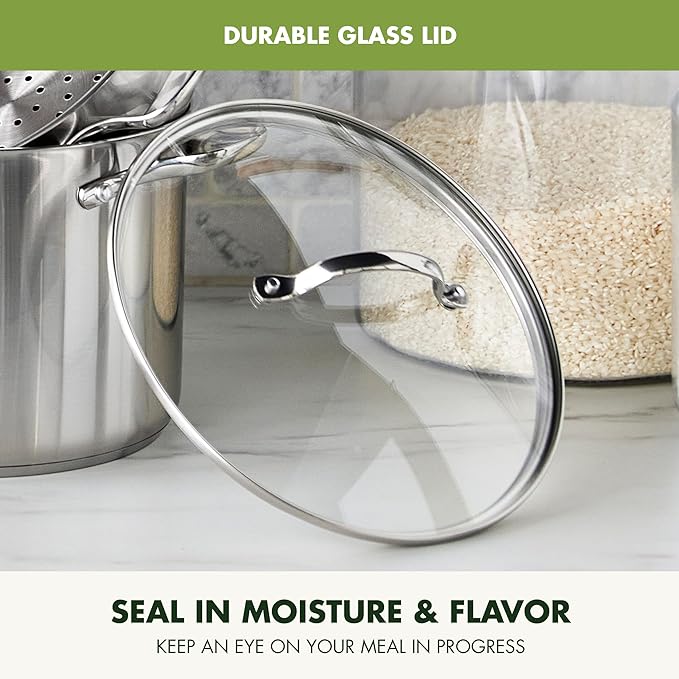 GreenPan11 Piece Stainless Steel Cookware Set, Induction Ready, Measurement Markings, Dishwasher & Oven Safe 600F, Pots & Pans, Sauce, Saute, Frying Pans, Silver