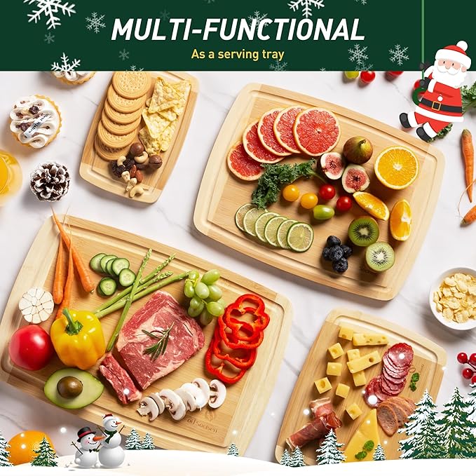 Bamboo Cutting Board Set Non Slip Feet Over Sink Men Husband Birthday Christmas Xmas Valentines Father Day Gifts Ideal from Wife Romantic Anniversary Best Cool Gadget Awesome Who Have Everything