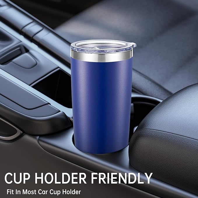 20 oz Tumblers Bulk Stainless Steel Tumbler with Lid Double Wall Vacuum Insulated Coffee Mug 20oz Powder Coated Cup for Hot and Cold Drinks (Blue, 12 pack)