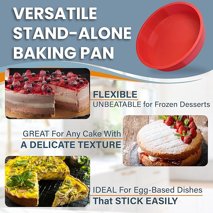 Springform Pan 9 Inch NONSTICK - Cheesecake Pan with Silicone Sleeve – NO LEAKS in Water Bath - No Foil Wrap Needed - Easy Cake Release – Sturdy Build - Heavy-Gauge Carbon Steel 0.4 mm