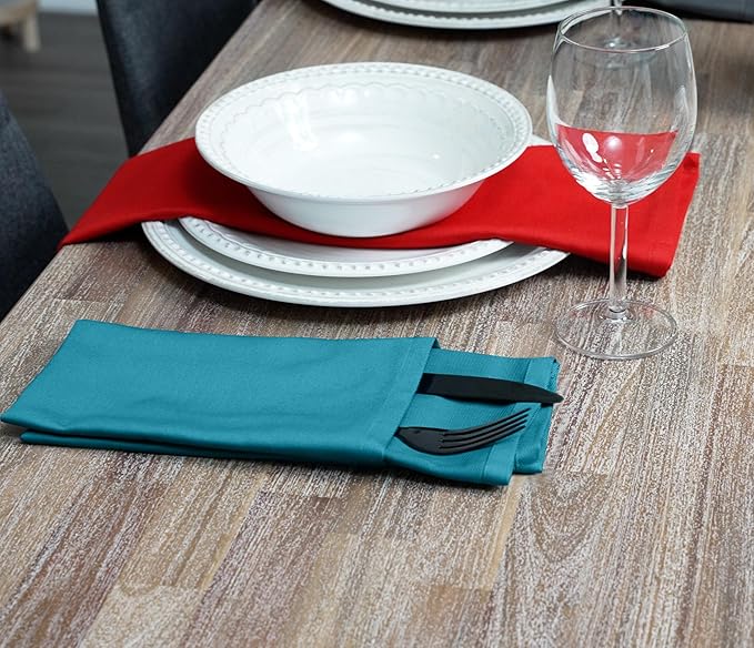 Ruvanti Cloth Napkins Set of 12, 18x18 Inches Napkins Cloth Washable, Soft, Durable, Absorbent, Cotton Blend. Table Dinner Napkins Cloth for Hotel, Christmas, Dinner, Parties - Multi Color