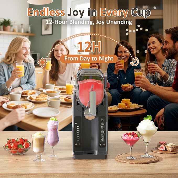 Slushie Machine, Slushy for Home No Ice Need, Soft Serve Ice Cream Maker & Margarita Machine, Auto-Cleaning, 6 Presets for Milkshakes, Frappés, Frozen Drink and More, Black, 1 Insulated Cup