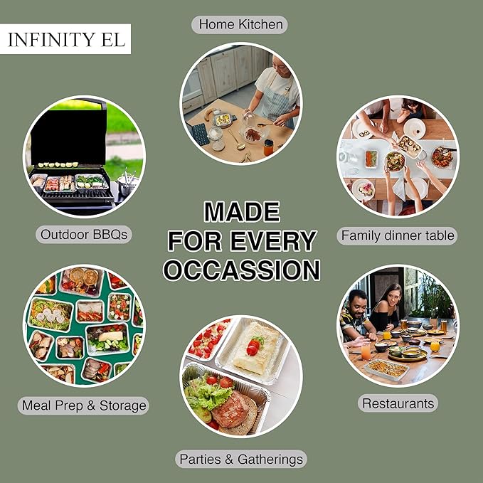 INFINITY EL Disposable Aluminum Foil Pans 20 Pack | Mini Shallow 8.5"x 6"x1.5" Broiler Pans, Heavy Duty Foil Pan | Aluminum Baking Pans for Roasting Turkey, Lasagna, Thanksgiving, Christmas, Party
