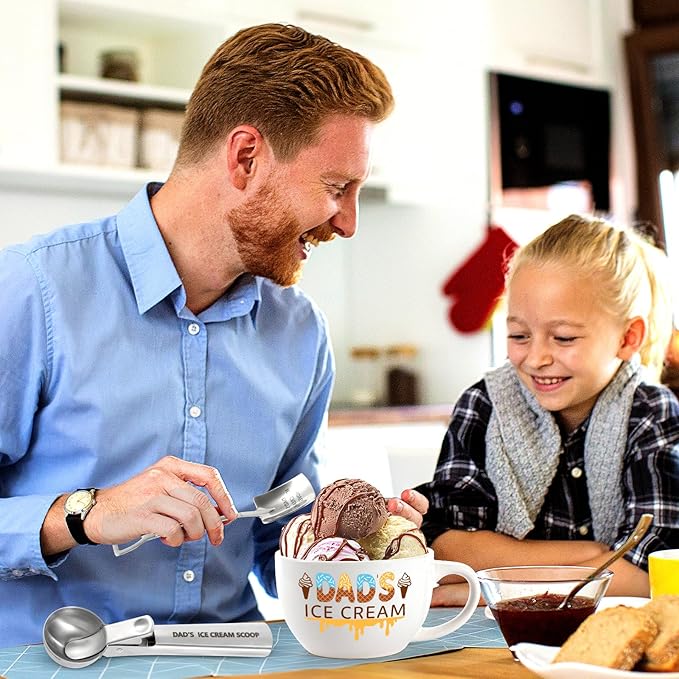 Fathers Day and Xmas Gadget - Ice Cream Bowl and Scoop Set for Daughter, Son, Ideal Gift