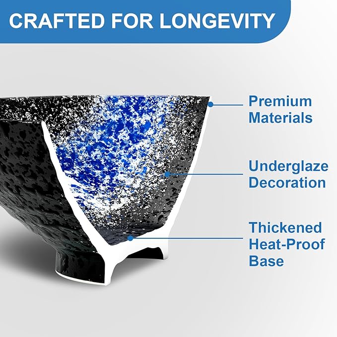 8-Inch Ceramic Ramen Bowl Set of 2 (9 Piece) - Porcelain Japanese Salad Noodles Cereal Fruit Pasta Soup Large Bowls with Recipes Chopsticks Forks Spoons for Men Women Gift Microwave & Dishwasher Safe