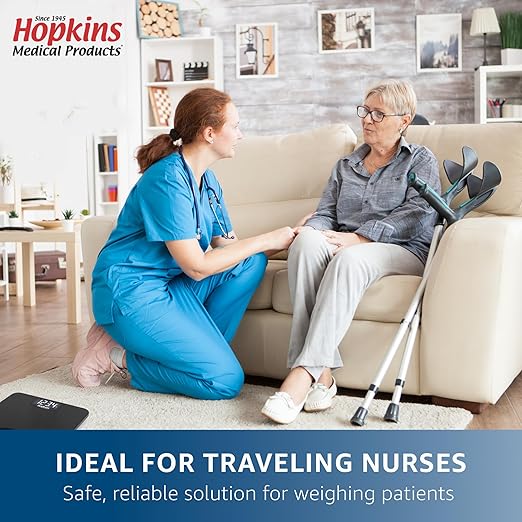 Hopkins Medical Products EZ Carry 550LB Digital Scales for Body Weight with Built-in Handle for Travelling Nurses
