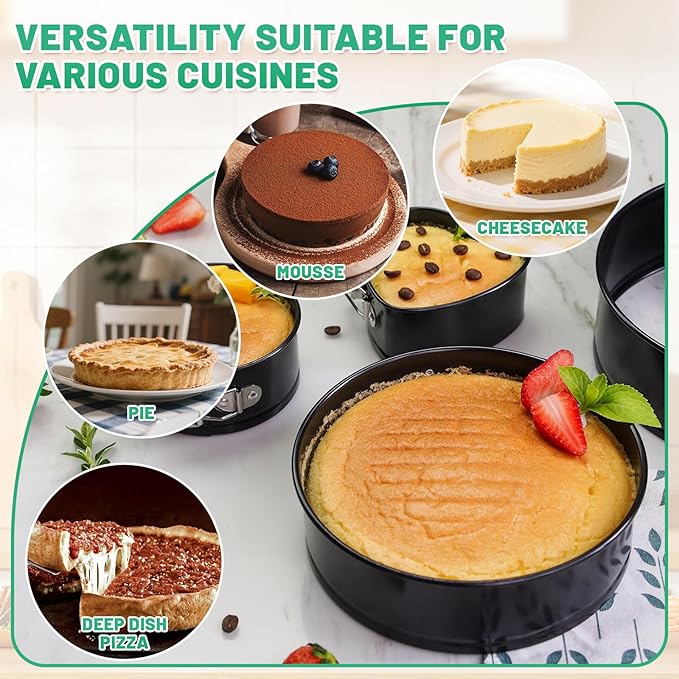 Springform Cake Pan Set,Non-Stick Springform Pans Set of 3 (4, 7, 9 inches),Leak-Proof Round Cake Pans with Removable Bottom for Baking Cake Pie Pizza and Quiches (Black3)