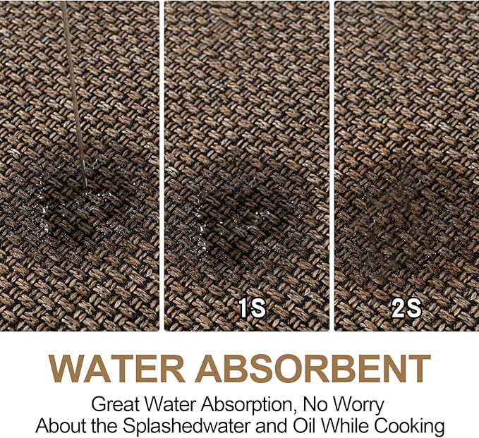 Fan Shaped Kitchen Mat 1 PCS, Cushioned Non Slip Rugs for Kitchen Floor, Absorbent Runner Comfort Standing Mats Washable for Kitchen, Office, Home (Brown, Radius 47")