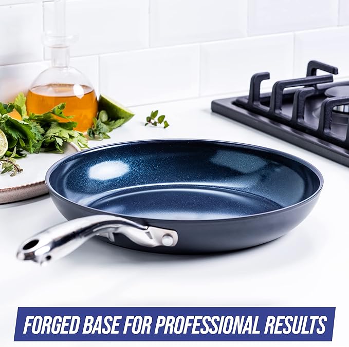 Blue Diamond Cookware Hard Anodized Ceramic Nonstick, 10" Frying Pan Skillet, PFAS-Free, Dishwasher Safe, Oven Safe, Grey