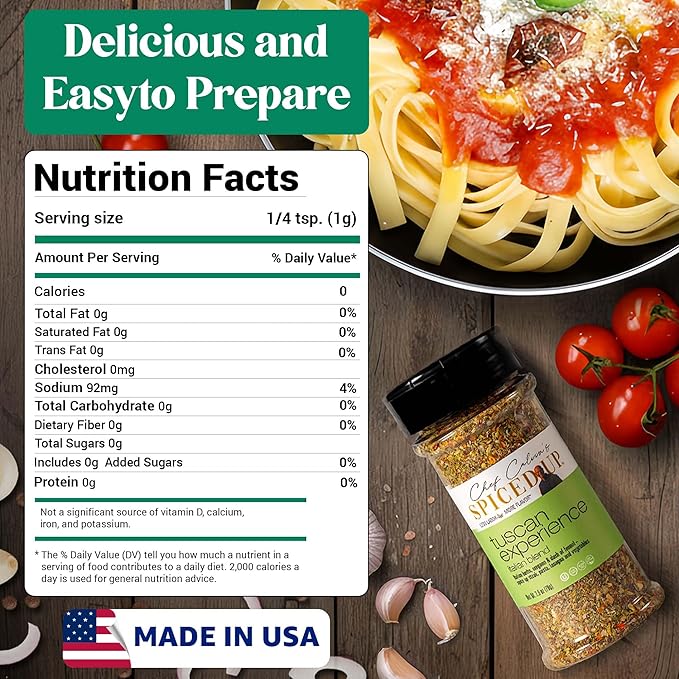 3 Pcs Spiced Up Tuscan Experience Seasonings and Spices for Cooking, Italian Herbs and Spices with Garlic, Funnel & Tomato, Tuscan All Spice Seasoning Dried Italian Seasoning Mix for Pasta - 2.8 Oz