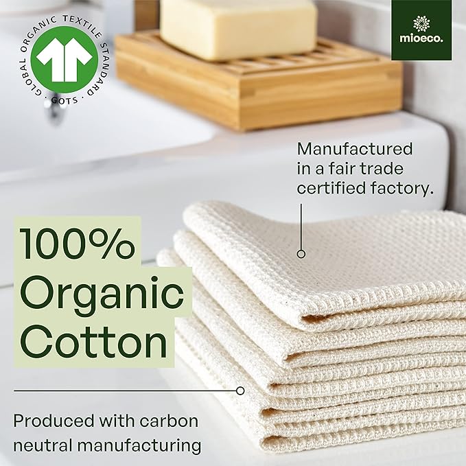 10 Pack Kitchen unPaper Towels Washable - Super Absorbent Natural Paper Towels - Natural Cotton - Reusable, Paperless Kitchen Dish Cloths - 100% Organic
