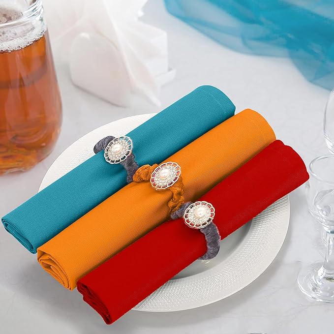 Ruvanti Cloth Napkins Set of 12, 18x18 Inches Napkins Cloth Washable, Soft, Durable, Absorbent, Cotton Blend. Table Dinner Napkins Cloth for Hotel, Christmas, Dinner, Parties - Multi Color