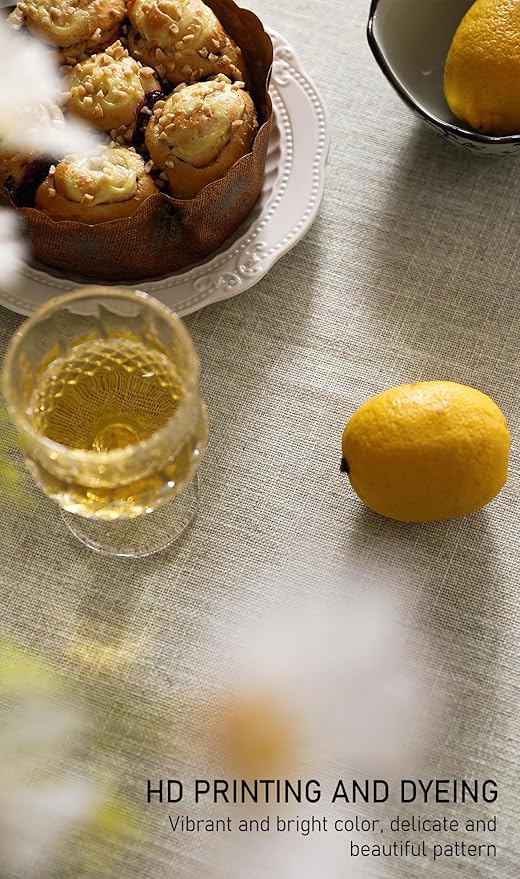 Floral Tablecloth for Rectangular Tables,Linen Table Cloth with Thorny Vine Flower Pattern,Heavy Durable Table Cover for Dining Thanksgiving Kitchen Decor Party Banquet Christmas,55"*71"