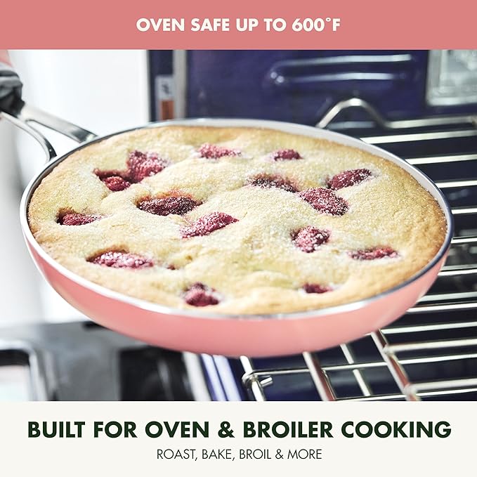 GreenPan Nova 10-Piece Cookware Pots & Pans Set, Oprah’s Favorite Things 2024, PFAS-Free Ceramic Nonstick, Fry, Sauté, Stockpot, Utensils, Lids, Induction Suitable, Dishwasher & Oven Safe, Coral