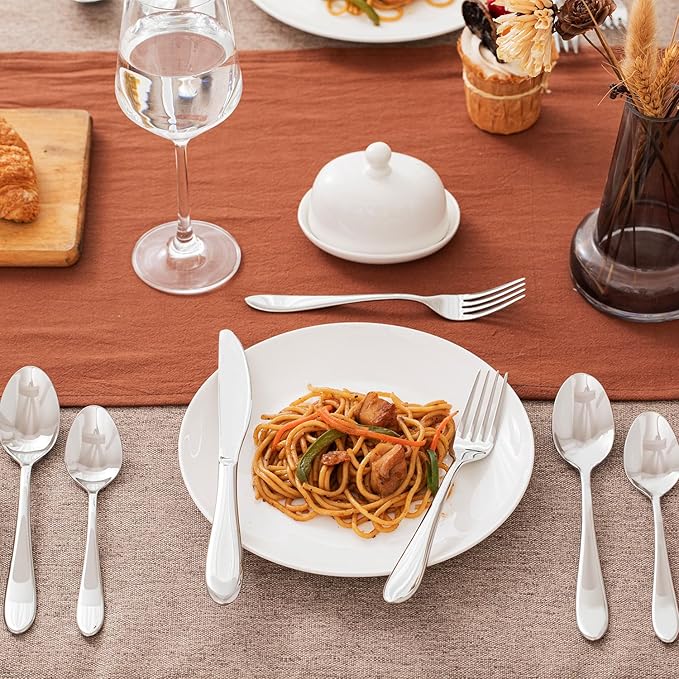 KINGSTONE 60-Piece Silverware Set for 12,18/10 Premium Stainless Steel Flatware Set, for Home, Restaurant, Wedding and Party Use, Mirror-Polished Cutlery Set, Dishwasher Safe.